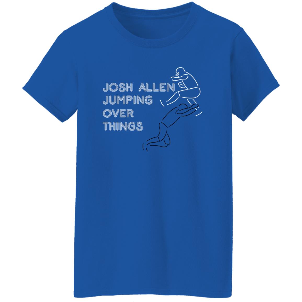 Josh Allen Jumping Over Things Neon Hurdle T-Shirt - Buffalo Bills