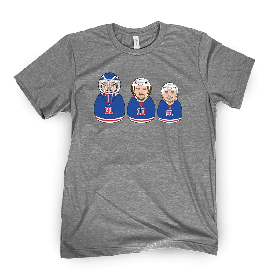 NY RUSSIAN DOLL SHIRT Igor Shesterkin, Artemi Panarin, Vladimir Tarasenko, New York Rangers NY RUSSIAN DOLL SHIRT Igor Shesterkin, Artemi Panarin, Vladimir Tarasenko, New York Rangers