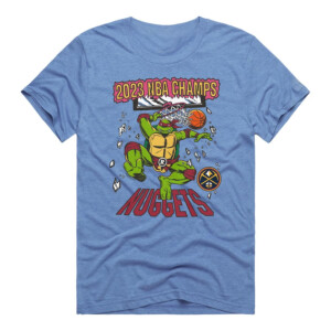 Denver Nuggets 2023 NBA Finals Champions NBA x Teenage Mutant Ninja Turtles T Shirt Light Blue