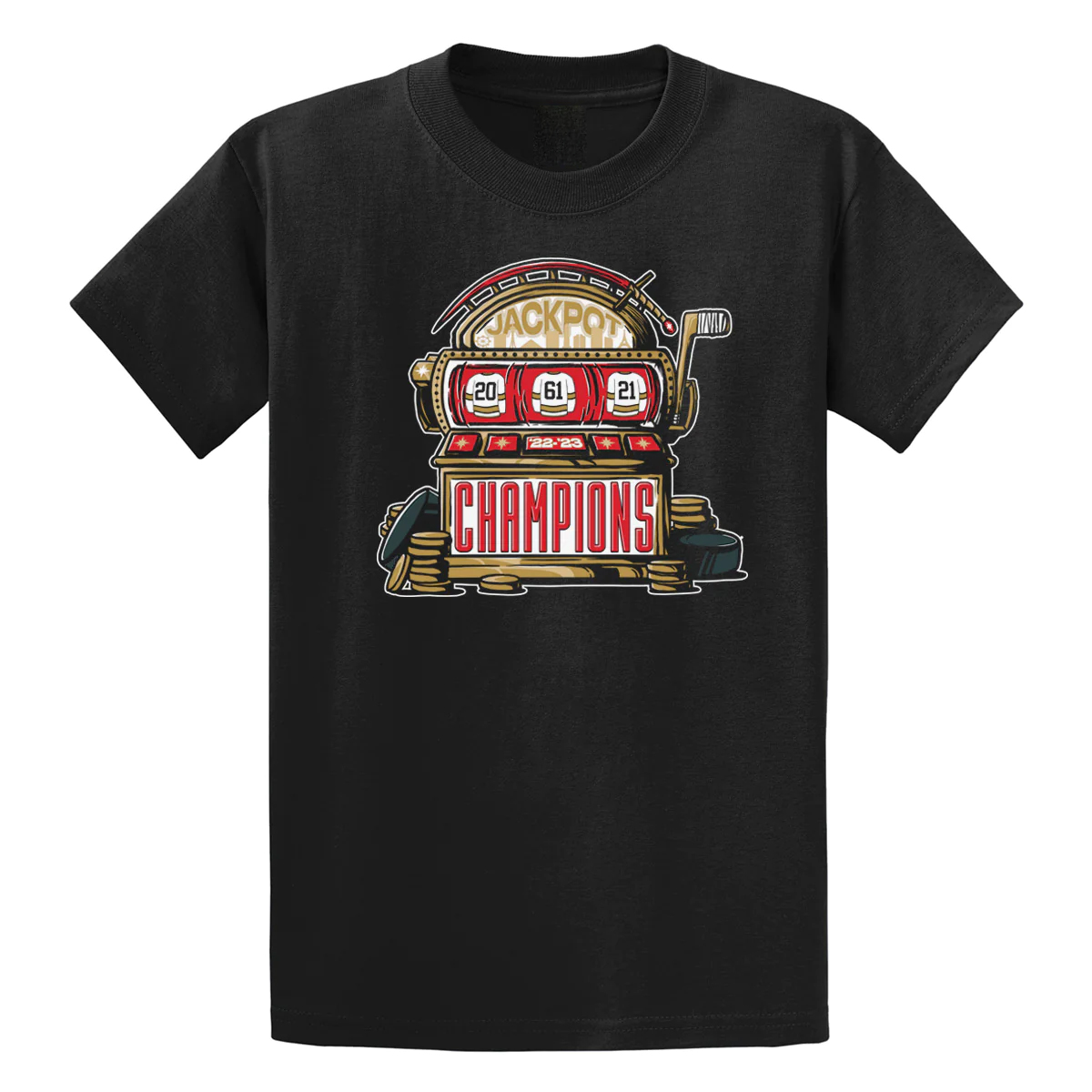 VEGAS JACKPOT CHAMPIONS SHIRT Vegas Golden Knights - 2023 Stanley Cup Champions - Black VEGAS JACKPOT CHAMPIONS SHIRT Vegas Golden Knights 2023 Stanley Cup Champions Black