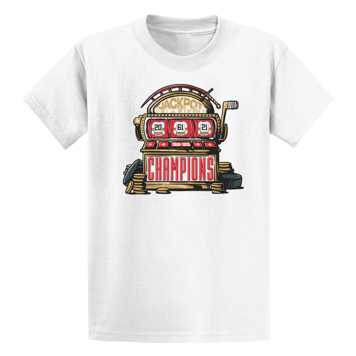 VEGAS JACKPOT CHAMPIONS SHIRT Vegas Golden Knights - 2023 Stanley Cup Champions - White VEGAS JACKPOT CHAMPIONS SHIRT Vegas Golden Knights 2023 Stanley Cup Champions White
