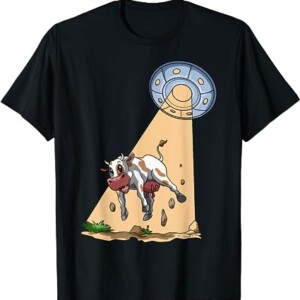 Cow Abduction UFO Alien Cow Abducted by UFO Spaceship T Shirt