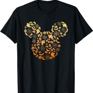 Disney Mickey Mouse Halloween Ghosts & Pumpkins Gradient T Shirt