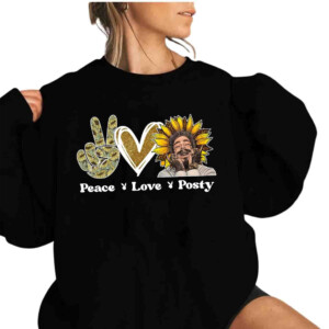 Peace Love Post Malones Shirt, Twelve C@rat Tour Shirt, Sunflower Malone, Leopard Pattern, Rap Hip Hop Fan Shirt, Friend Matching
