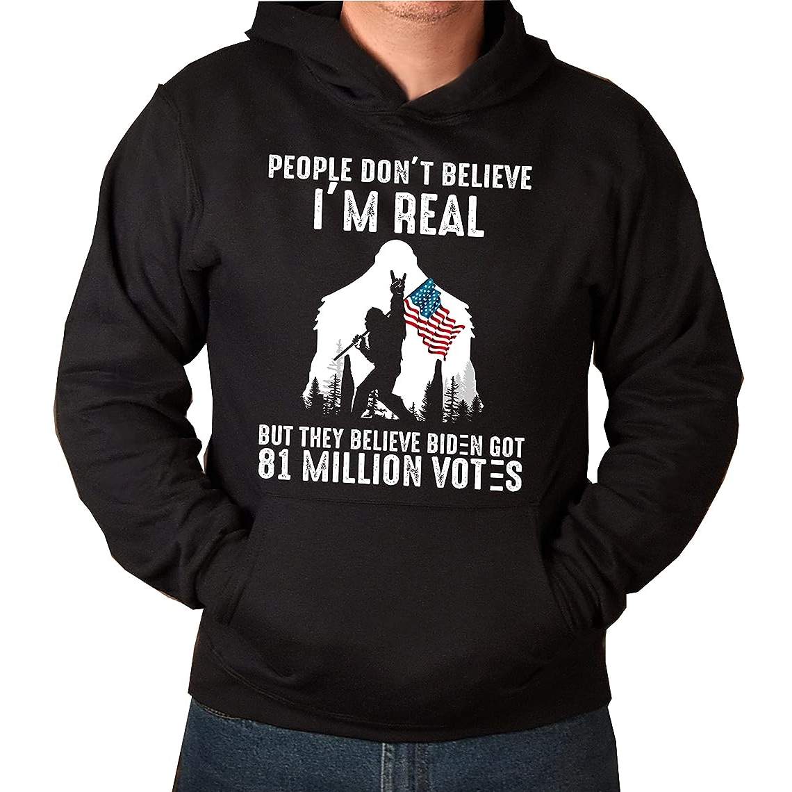 People Don't Believe I'm Real But They Believe Biden Got 81 Million Votes Bigfoot Shirt, FJB LGB Shirt, Sasquatch With America Flag, Politics People Don't Believe I'm Real But They Believe Biden Got 81 Million Votes Bigfoot Shirt, FJB LGB Shirt, Sasquatch With America Flag, Politics