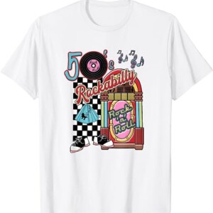 Rockabilly Lets Go To The Hop 1950's Retro Classic Jukebox T Shirt
