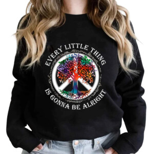‌Every Little Thing Is Gonna Be Alright Shirts, Hippie Tree Peace Sign, Peace Love Boho, Be Alright, Positive Vibes, Song Lyrics, Inspirational Sign