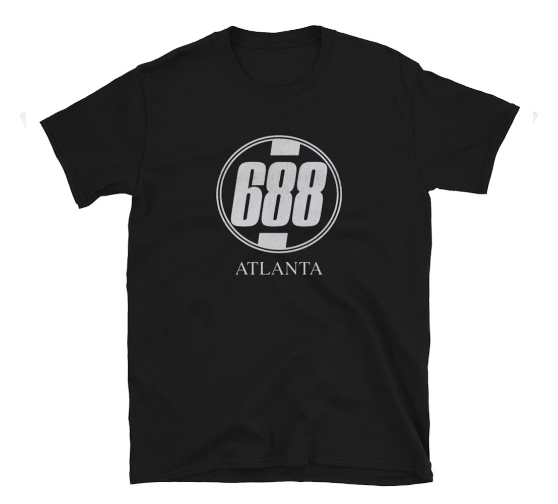 688 Atlanta T-shirt worn by Josh (Paul Rudd) in Clueless movie 688 Atlanta T shirt worn by Josh (Paul Rudd) in Clueless movie