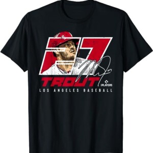 Mike Trout #27 Signature T Shirt MLBPA, Los Angeles Angels