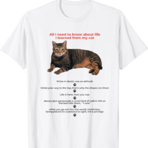 All I Need To Know About Life, I Learned From My Cat T Shirt