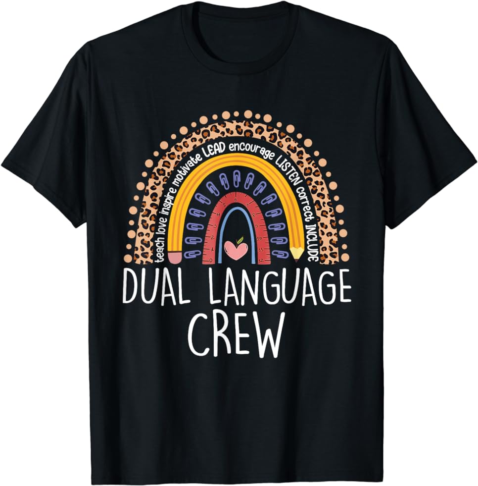 Bilingual Teacher Rainbow Dual Language Crew Maestra Spanish T-Shirt Bilingual Teacher Rainbow Dual Language Crew Maestra Spanish T Shirt