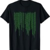 Binary Number Matrix Rain Neo Green T Shirt