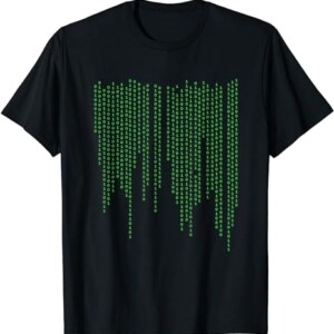 Binary Number Matrix Rain Neo Green T Shirt