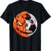 Halloween Soccer Ball Pumpkin Skull Soccer Player T Shirt