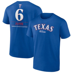 Josh Jung 2023 American League Champions Player Name & Number Shirt Texas Rangers