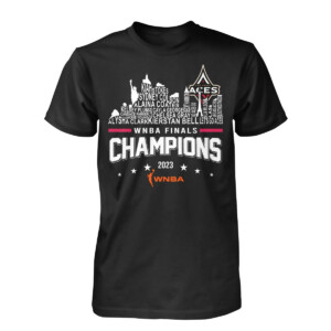 THE CHAMPIONS ROSTER CITY SKYLINE SHIRT 2023 WNBA FINALS CHAMPIONS ROSTER, Las Vegas Aces