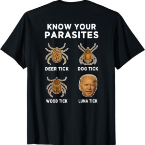 Know Your Parasites Funny Anti Joe Biden (on back) T Shirt