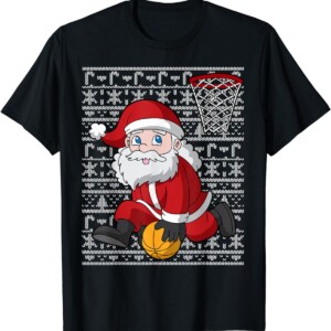 Santa Claus Basketball Dunk Ugly Christmas Sweater Shirt