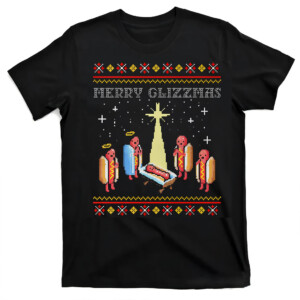 Merry Glizzmas Ugly Christmas Shirt Funny Hot Dog