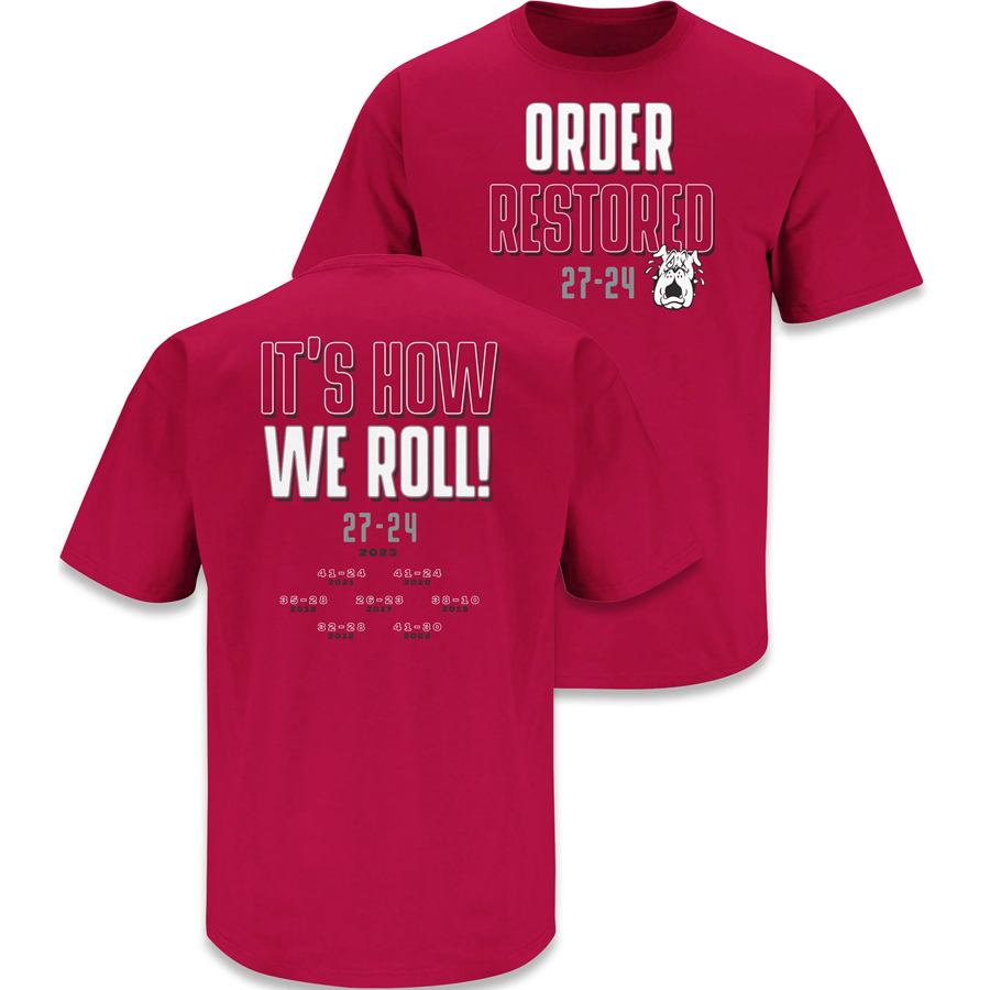 Order Restored - It's How We Roll 27-24 Shirt Alabama Crimson Tide - 2023 SEC Football Conference Champions Order Restored It's How We Roll 27 24 Shirt Alabama Crimson Tide 2023 SEC Football Conference Champions