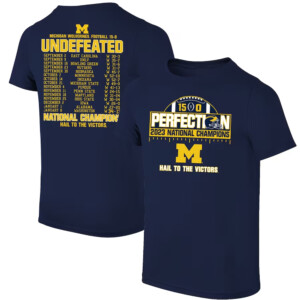 2023 National Champions Perfect Season Schedule Shirt College Football Playoff 2023 National Champions, Michigan Wolverines