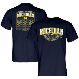 2023 National Champions Schedule T Shirt College Football Playoff 2023 National Champions, Michigan Wolverines