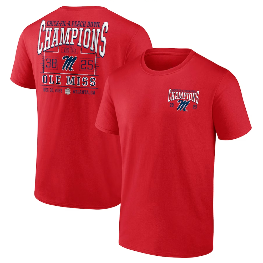 2023 Peach Bowl Champions Score Shirt 2023 Peach Bowl Champions Locker Room, Ole Miss Rebels 2023 Peach Bowl Champions Score Shirt 2023 Peach Bowl Champions Locker Room, Ole Miss Rebels
