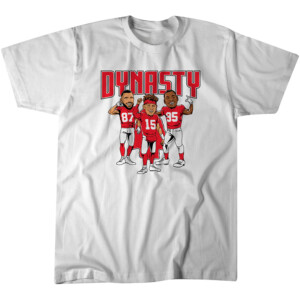 CHIEFS DYNASTY CARICATURES SHIRT Patrick Mahomes, Chris Jones, Travis Kelce, 2023 AFC Champions, Kansas City Chiefs