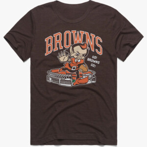 GO BROWNS GO SHIRT Cleveland Browns Brownie Stiff Arm Stadium
