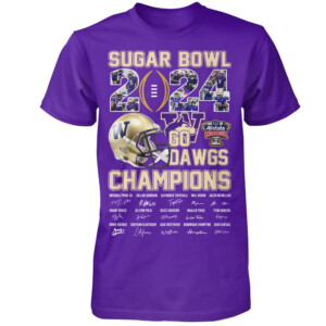 WASHINGTON 2024 SUGAR BOWL CHAMPIONS ROSTER SIGNATURE SHIRT College Football Playoff 2024 Sugar Bowl Champions, Washington Huskies