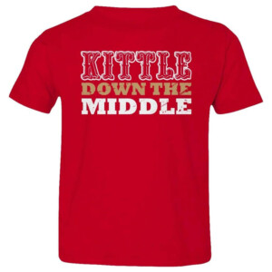 KITTLE DOWN THE MIDDLE SHIRT George Kittle, 2023 NFC Champions, San Francisco 49ers
