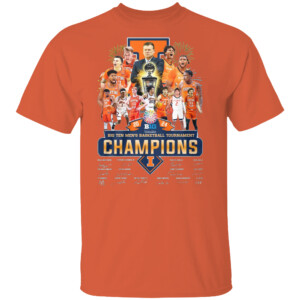 2024 BIG TEN MEN'S BASKETBALL TOURNAMENT CHAMPIONS TEAM ROSTER SIGNATURE SHIRT Illinois Fighting Illini