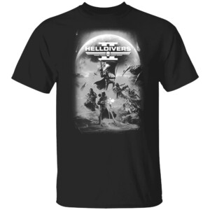 Grayscale Game Poster Shirt Helldivers II, Sony PlayStation Game