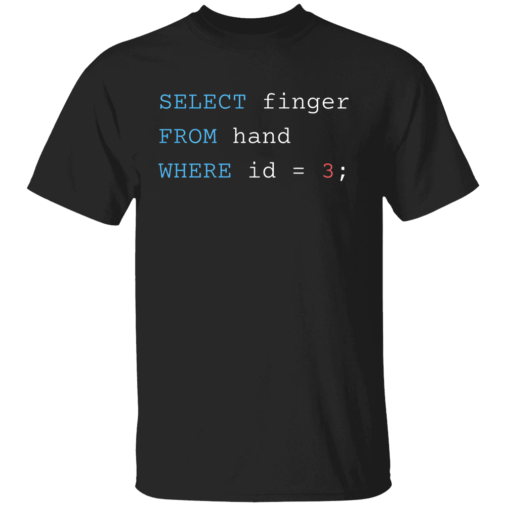 Select Finger From Hand Where Id 3 Shirt Funny Code Select Finger From Hand Where Id 3 Shirt Funny Code