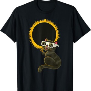 Solar Eclipse Funny Cat Eclipse Glasses 04 08 2024 T Shirt