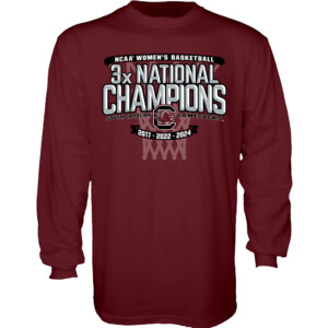 2024 WOMEN'S BASKETBALL 3X NATIONAL CHAMPS SHIRT 2024 NCAA Women's Basketball National Champions, South Carolina Gamecocks