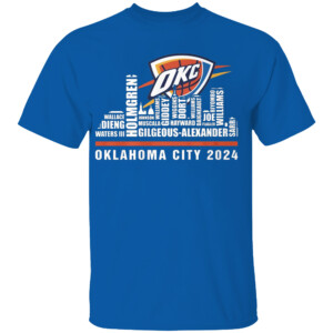 OKLAHOMA 2023 2024 TEAM ROSTER CITY SKYLINE SHIRT 2024 Northwest Division Champions, Oklahoma City Thunder