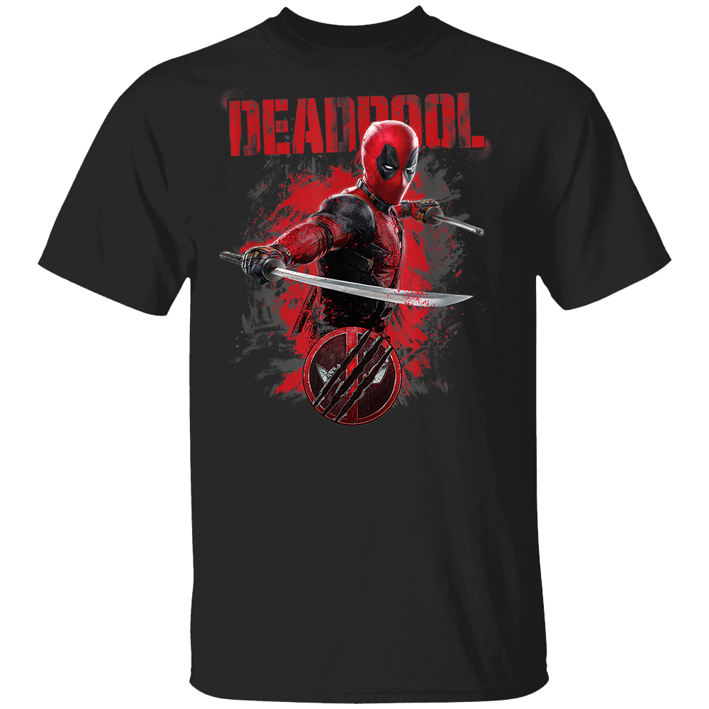 Marvel Deadpool & Wolverine Distressed Red Stamp Hero Logo T-Shirt Marvel Deadpool & Wolverine Distressed Red Stamp Hero Logo T Shirt