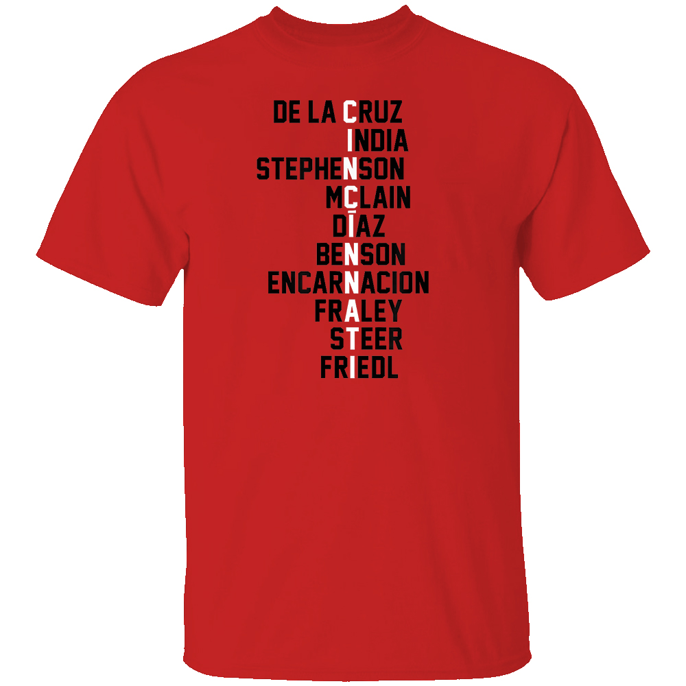 2024 CINCINNATI NAMES ROSTER SHIRT Cincinnati Reds 2024 CINCINNATI NAMES ROSTER SHIRT Cincinnati Reds