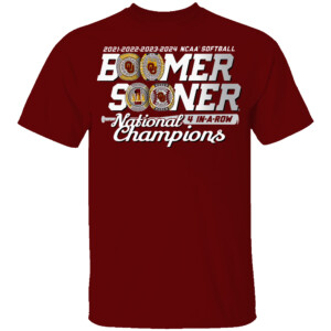 BOOMER SOONER NATIONAL CHAMPIONS 4 IN A ROW SHIRT 2024 NCAA SOFTBALL NATIONAL CHAMPIONS, Oklahoma Sooners