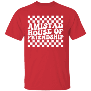 AMISTAD House Of Friendship Shirt Red Retro Groovy Social AMISTAD