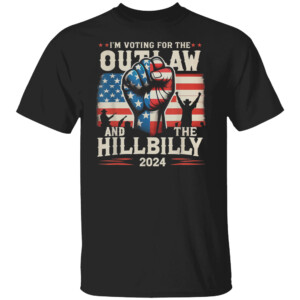 I'm Voting For the Outlaw and the Hillbilly 2024 US Flag T Shirt Vintage US Flag Retro Trump Vance 2024 President