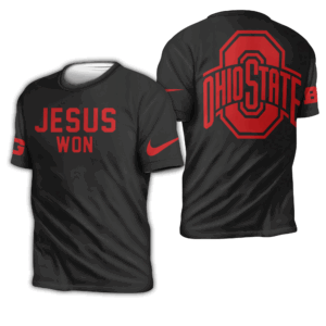 JESUS WON OHIO STATE SHIRT Black T Shirt, 2024 College Football Season, B1G, Ohio State Buckeyes