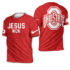 JESUS WON OHIO STATE SHIRT Red T Shirt, 2024 College Football Season, B1G, Ohio State Buckeyes