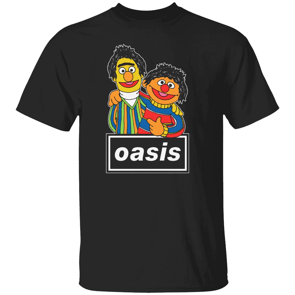 OASIS SHIRT Black T-Shirt, Funny Bert and Ernie, Oasis Band OASIS SHIRT Black T Shirt, Funny Bert and Ernie, Oasis Band