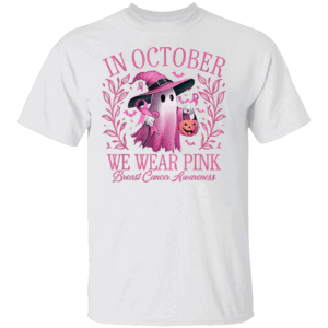 In October We Wear Pink Breast Cancer Awareness Halloween T Shirt
