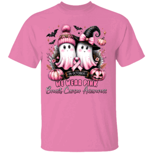 In October We Wear Pink Ghost Witch Breast Cancer Awareness T Shirt