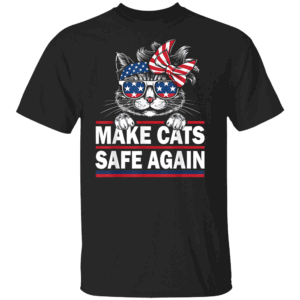 Make Cats Safe Again Funny Cat Lover USA Flag T Shirt Trump Harris Debate Eating The Dogs Cat T Shirt