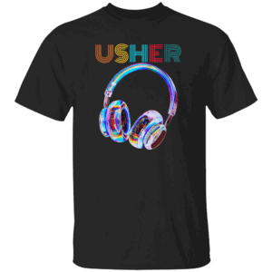 USHER Hiphop Fan Music Headphone Vintage Design T Shirt