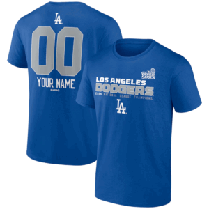 2024 National League Champions Custom Name & Number T Shirt Los Angeles Dodgers